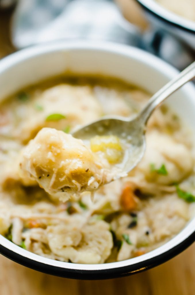 Turkey and Drop Biscuit Dumplings (Instant Pot or Stovetop)