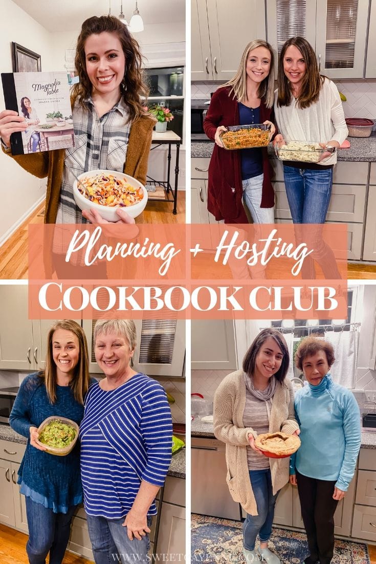 A collage of girls holding dishes they have made for a cookbook club 