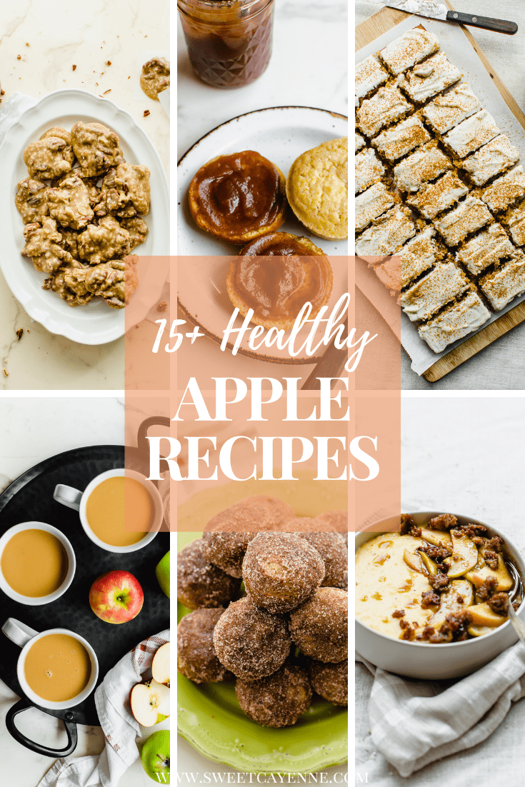 A collage of six images of apple recipes in a recipe collection.